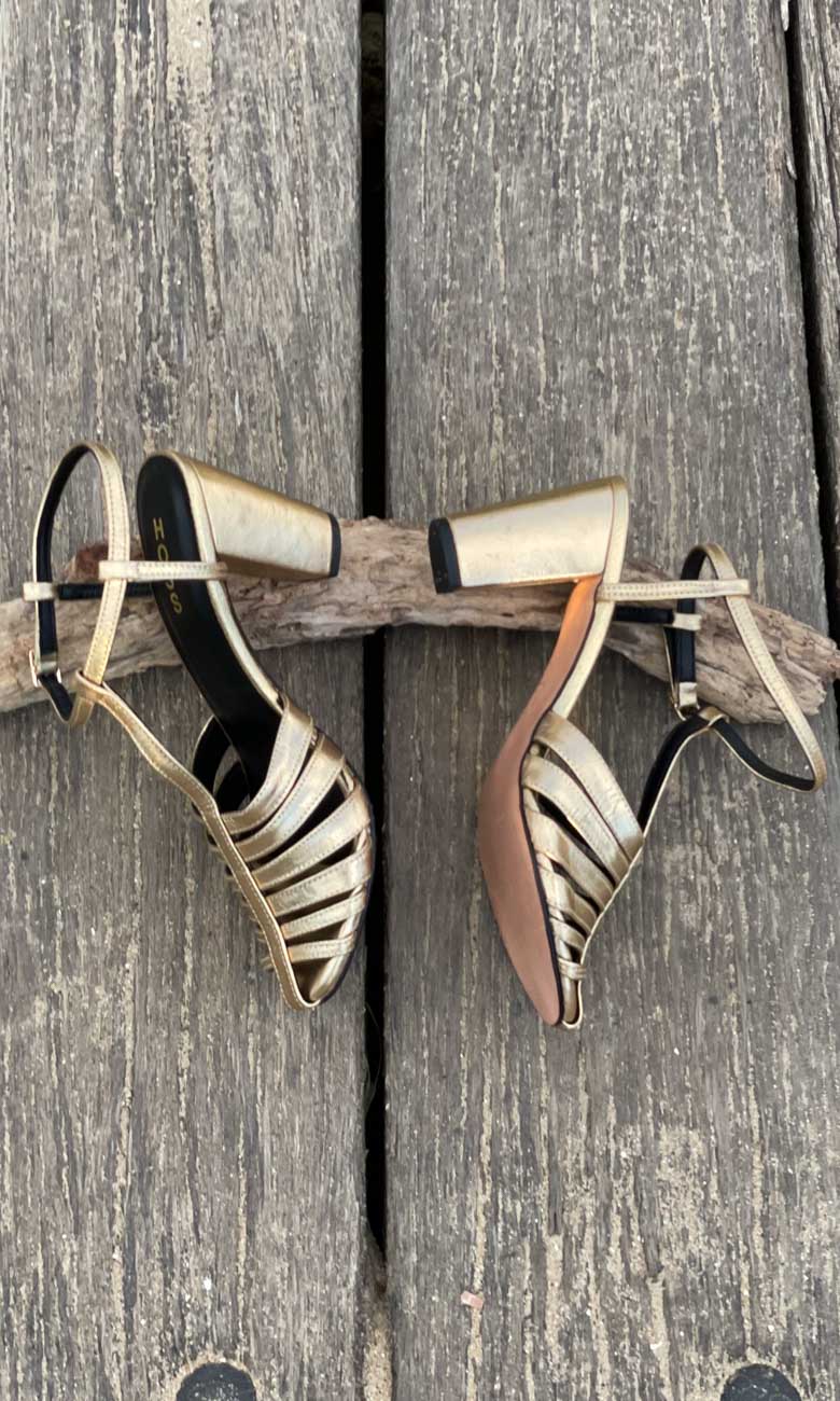 HOSS Gold Cage Block Heel 7cm - Image 3