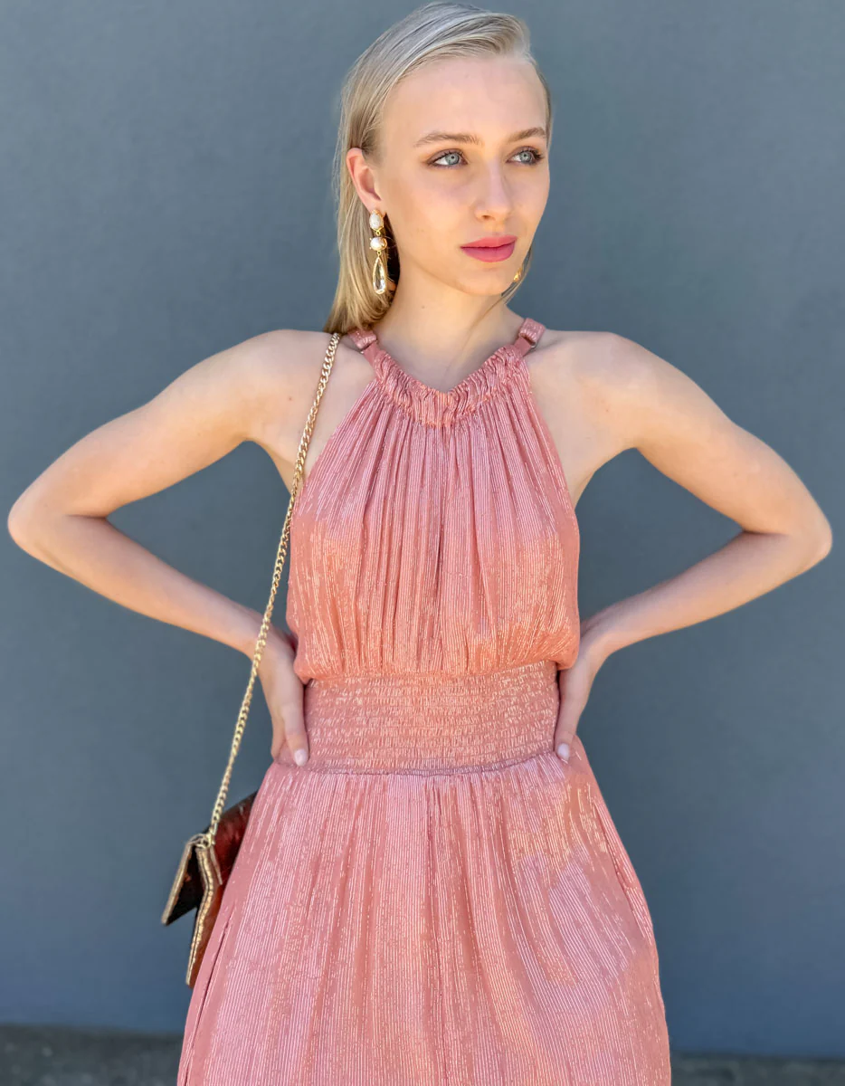 HOSS Best Life Dress - Apricot Lurex - Image 3