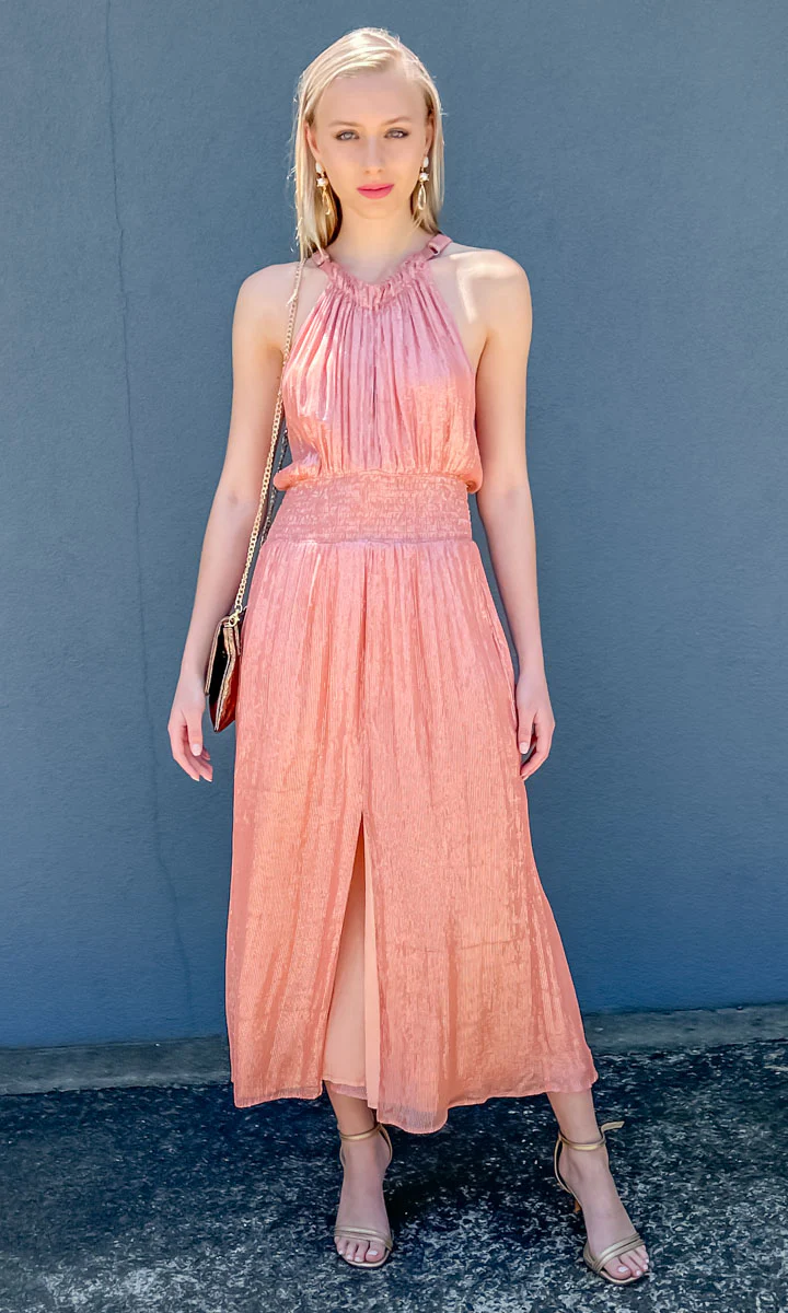 HOSS Best Life Dress - Apricot Lurex - Image 4