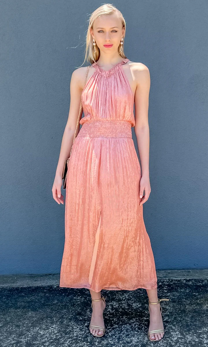 HOSS Best Life Dress - Apricot Lurex - Image 7