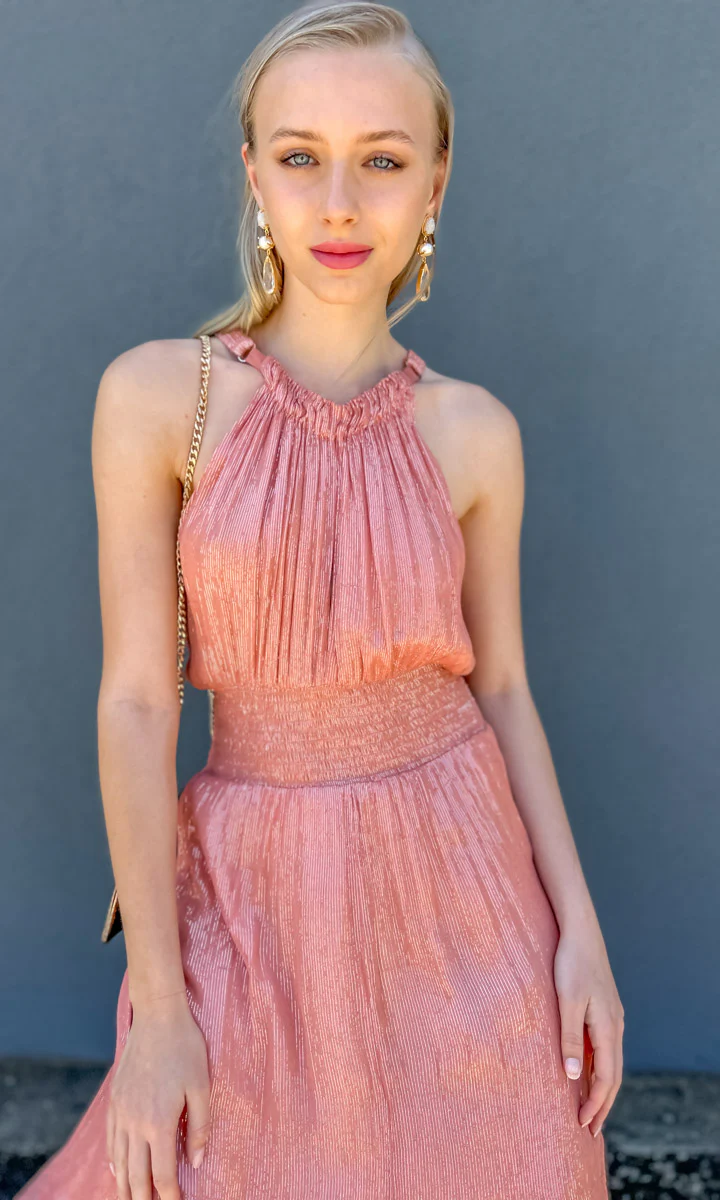 HOSS Best Life Dress - Apricot Lurex - Image 8