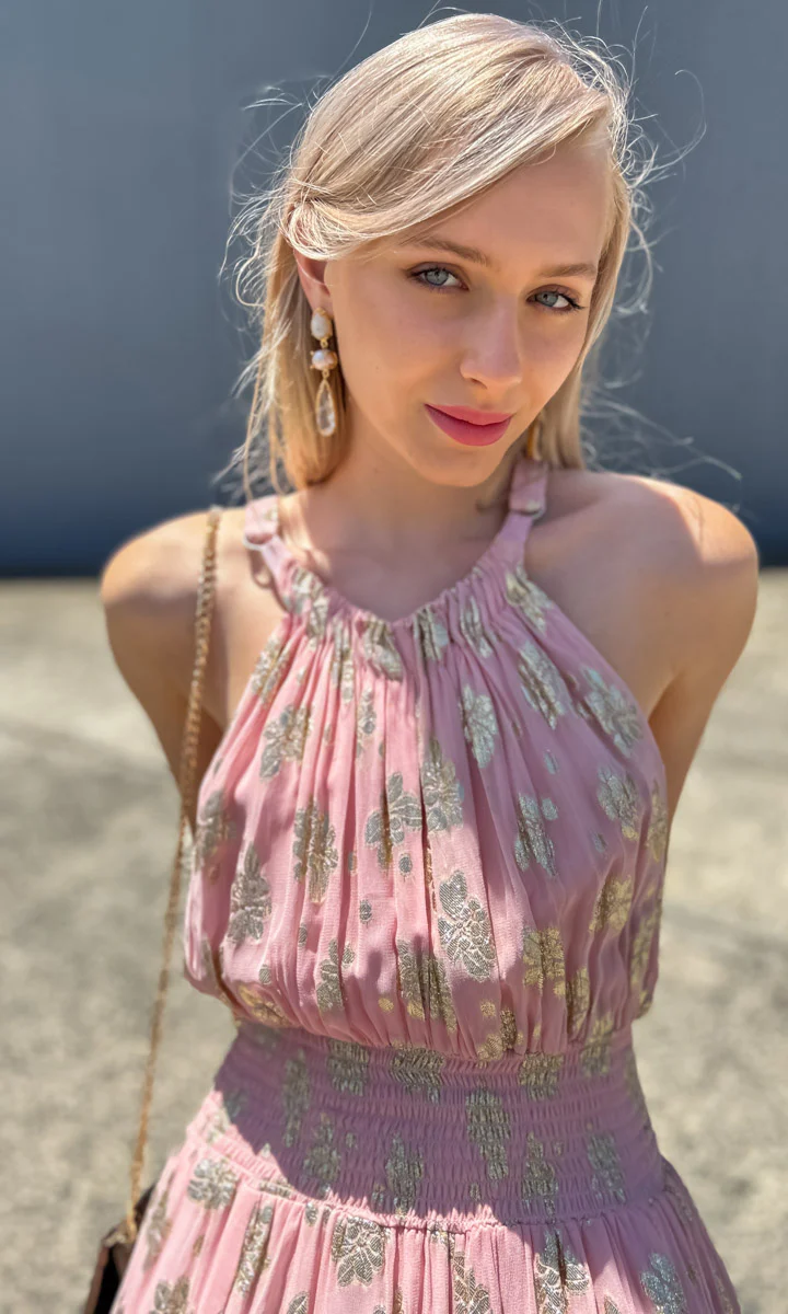 HOSS Best Life Dress - Pink/Gold Leaf - Image 5