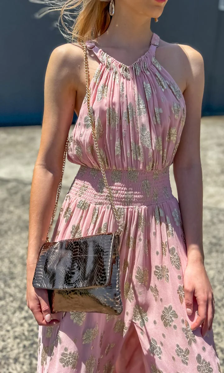 HOSS Best Life Dress - Pink/Gold Leaf - Image 6