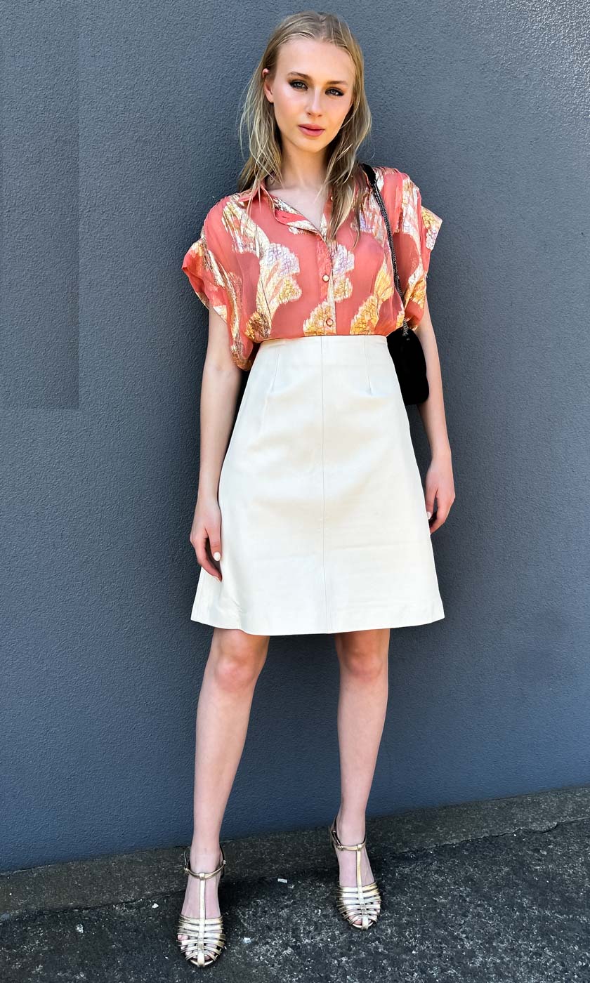 HOSS Butler Leather Skirt - Milk - Image 4