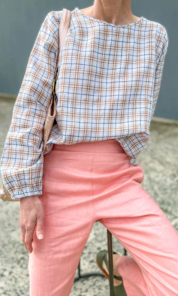 Hoss Check Linen Blues Top - Image 3