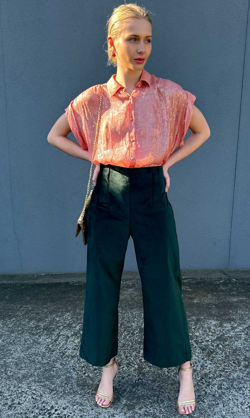 HOSS Blake Emerald Velvet Trouser - Image 3