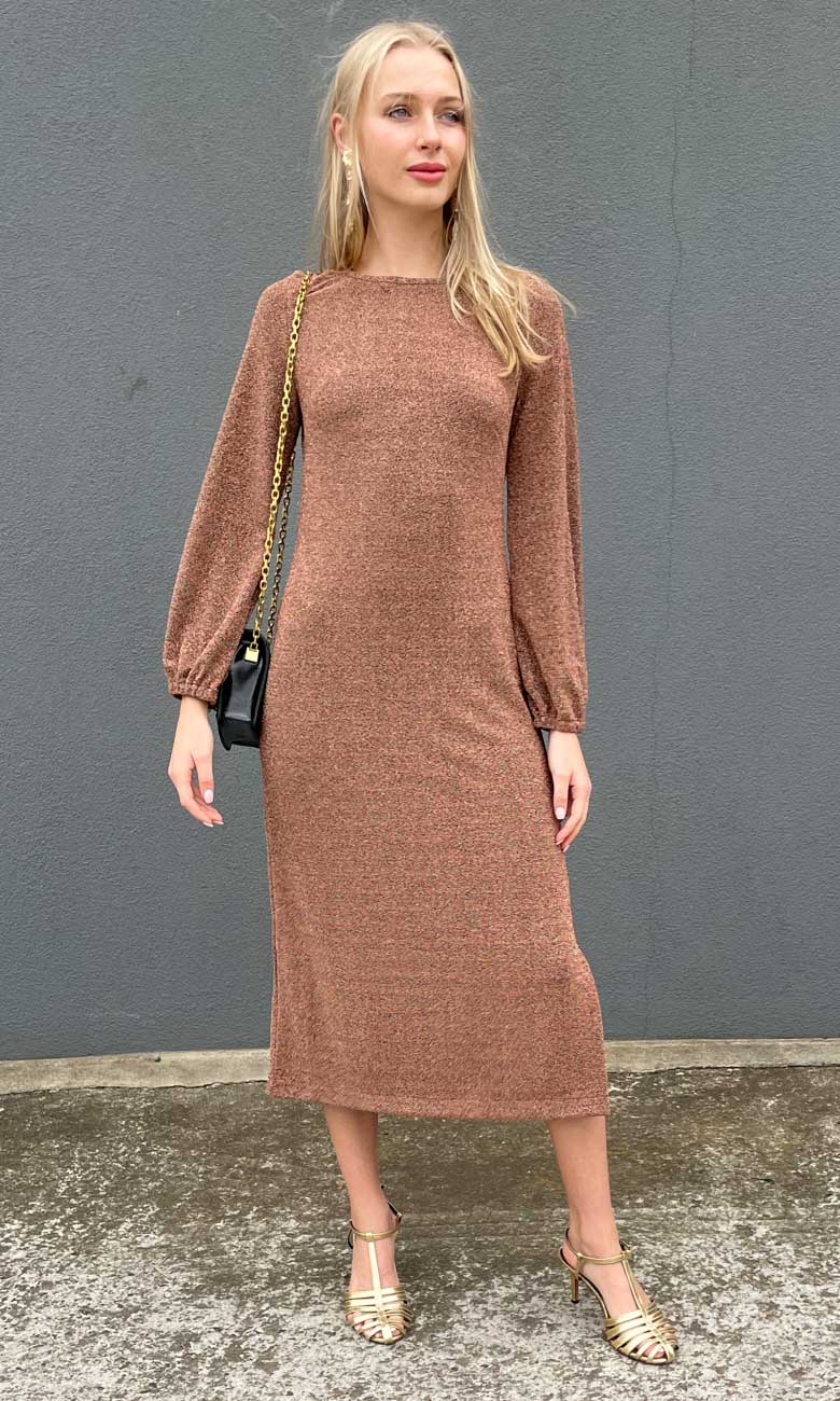 HOSS Glam Midi Dress - Copper - Image 4