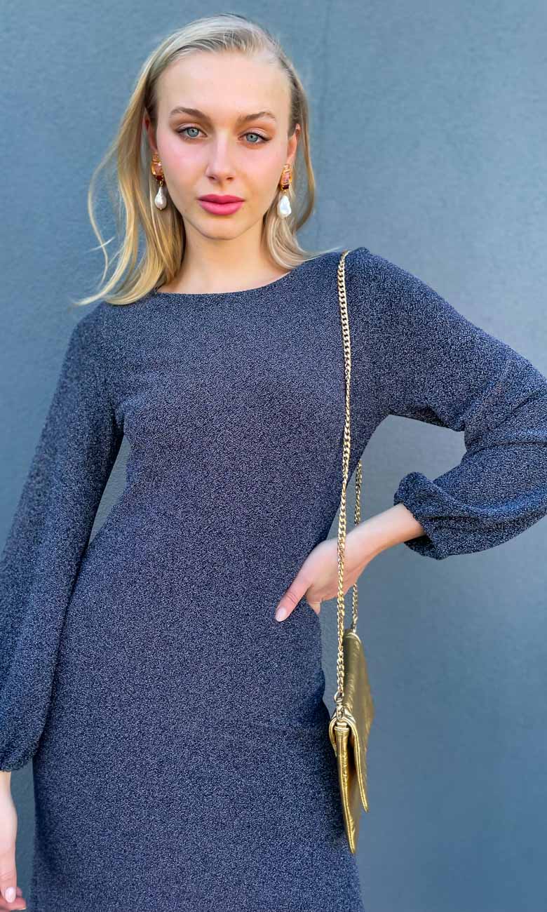 HOSS Glam Midi Dress - Midnight Blue - Image 3