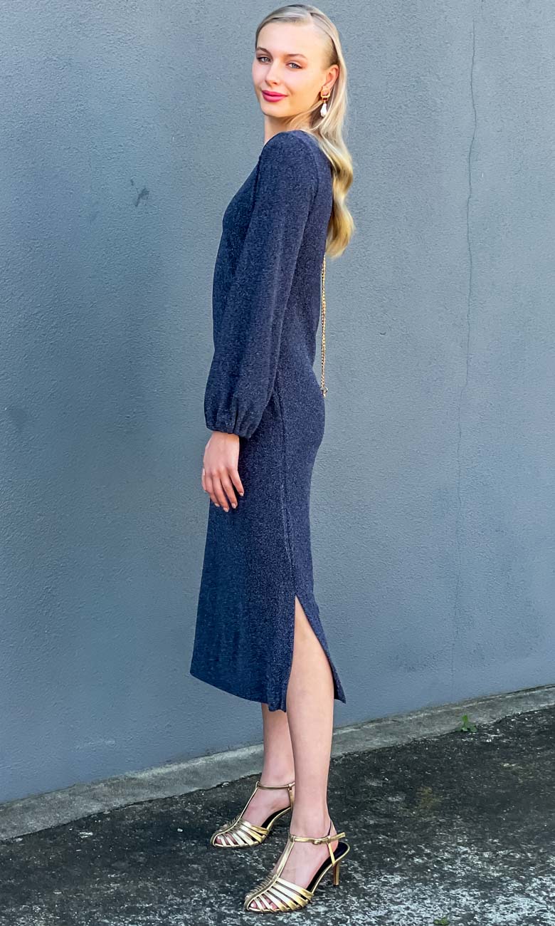 HOSS Glam Midi Dress - Midnight Blue - Image 4