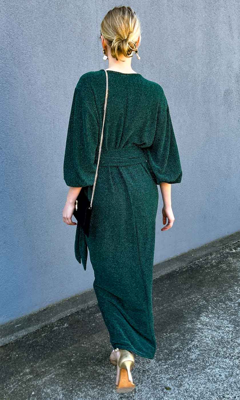 HOSS Glam Wrap Dress - Emerald - Image 3