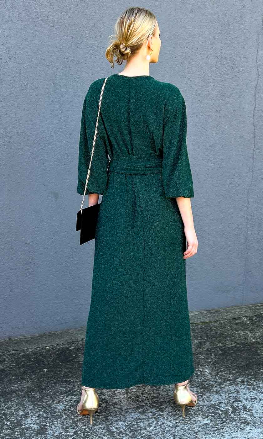 HOSS Glam Wrap Dress - Emerald - Image 6