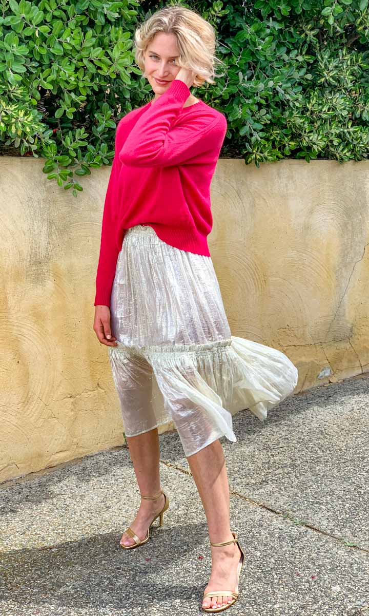 HOSS Pale Gold Lurex Mia Skirt - Image 4