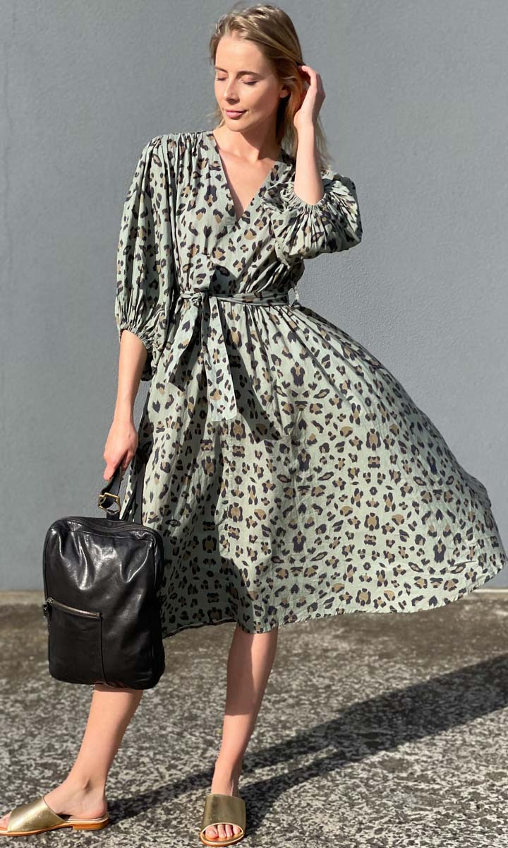 HOSS Amrita Green Animal Print Dress - Image 4