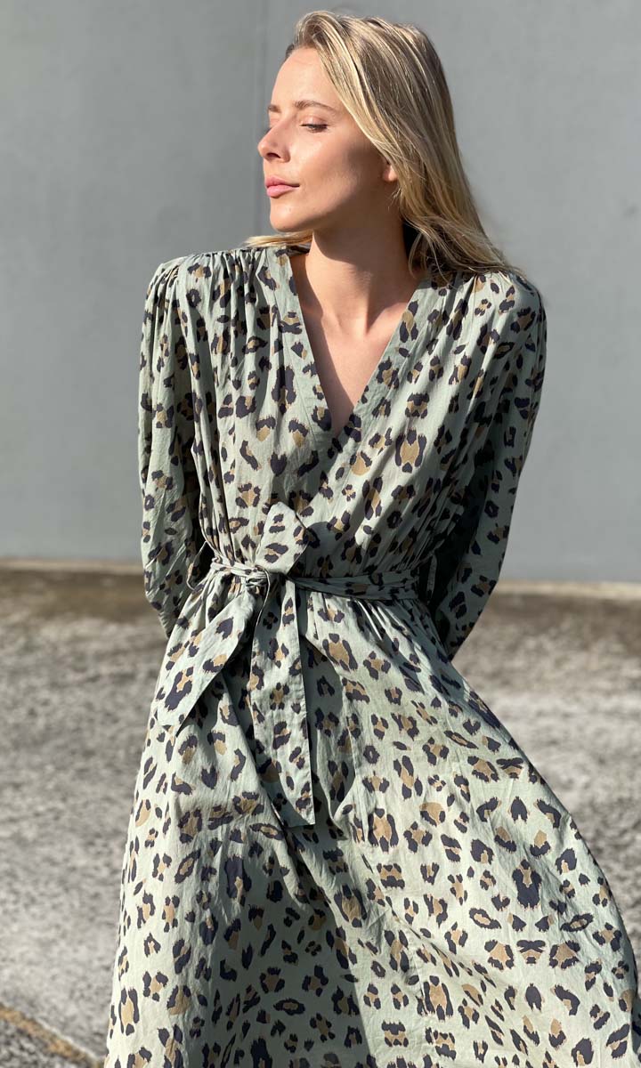 HOSS Amrita Green Animal Print Dress - Image 6