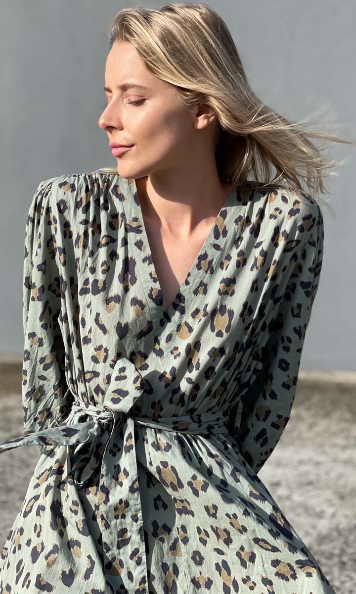 HOSS Amrita Green Animal Print Dress - Image 7