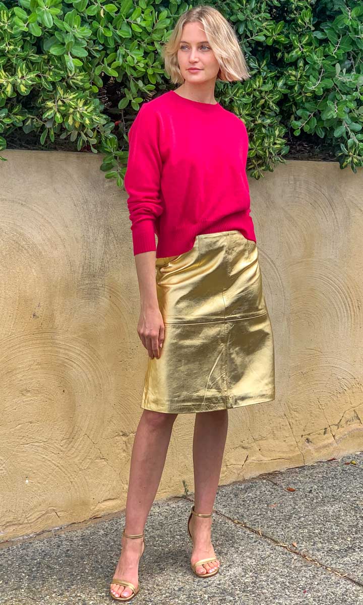 Hoss Leather Michelle Gold Skirt - Image 3
