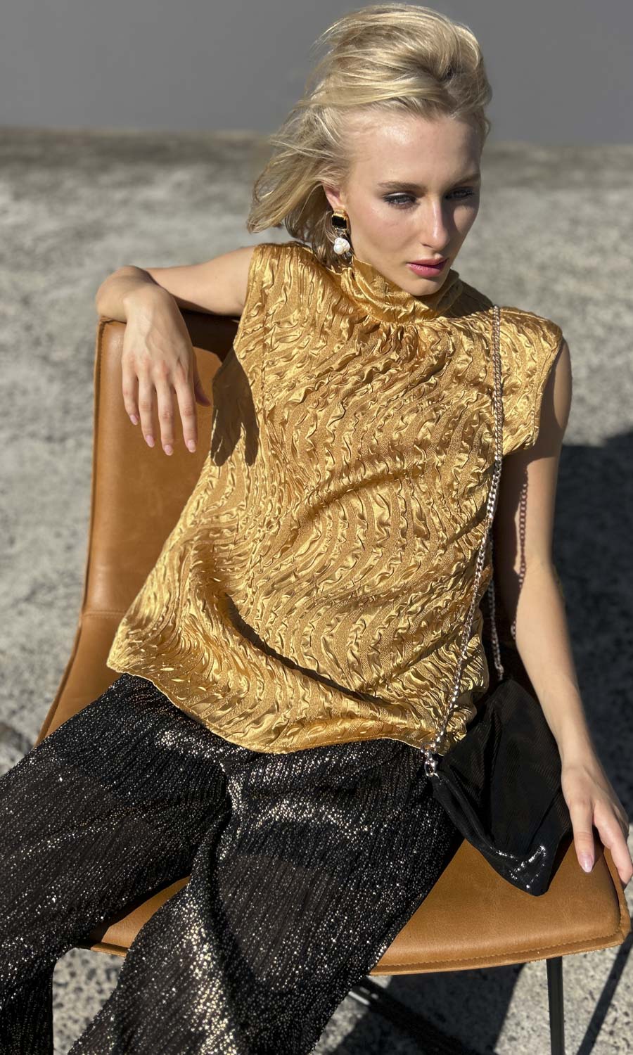 hoss Mardi Top - Brighter Crinkle  Gold - Image 4