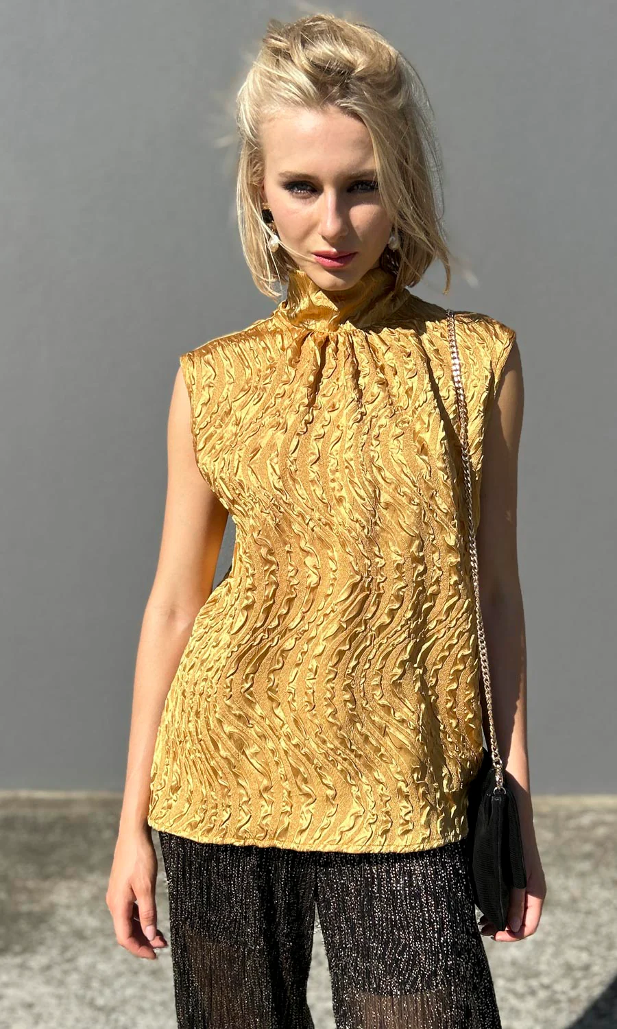 hoss Mardi Top - Brighter Crinkle  Gold - Image 6