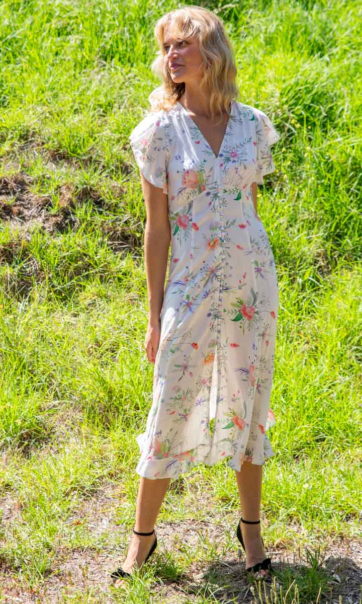 HOSS Eden Dress - White Floral Print - Image 3